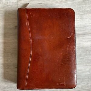 Vintage Y2K Scully Planner Brown Leather Zip Around 3-Ring with Pen